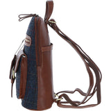 Exquisite Ashwood Leather & Harris Tweed® Cloth Backpack Tan/Navy: TW-25-011-TN