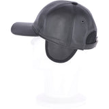 Felt Lined Leather Baseball Cap Black: 010B