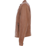 Mens Leather Biker Jacket Tan: BR FONS-1