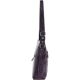 Ashwood Leather Croc-embossed Shoulder Bag for Woman Purple: 12088