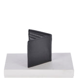 Vegetable Tanned Leather Classic 8 Card Bill Fold  Wallet Black : 1211-VT