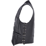 Men's Leather Embossed Laced Waistcoat Black: W/COAT LTR
