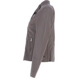 Leather Biker Jacket Taupe: N-31