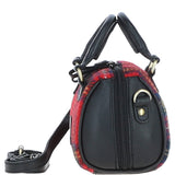 Ashwood Leather & Harris Tweed® Cloth Small Barrel Bag Black/Red: TW-61-14-BR