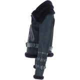 Womens Aviator Shearling Leather Jacket Ombre Blue: KB-451 DC