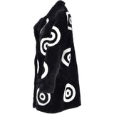 Sheepskin Coat With Roundel Detail Black/ White: D-LOOK-8