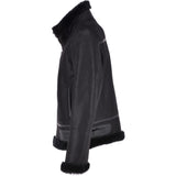 Mens Luxury Shearling Flying Jacket Black: NEON
