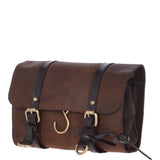 Vintage Oily Hanging Leather Wash Bag Brown: LIAM