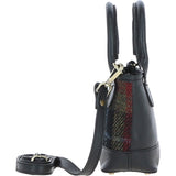 Ashwood Leather & Harris Tweed® Cloth Small Grab Bag Black/Green/Red: TW-63-07-BR