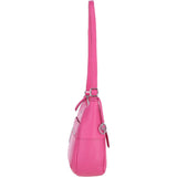 Leather Shoulder Bag with Zip & Magnetic Pocket Hot Pink: Meath