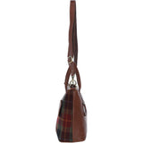 Versatile Ashwood Leather & Harris Tweed® Cloth Shoulder Bag Tan/Green/Red: TW-22-08-TR