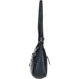 Leather Shoulder Bag with Zip & Magnetic Pocket Black: Meath