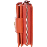 Ashwood Leather RFID Secure Wallet/Purse with Zip and Stud Closure Orange: X-30