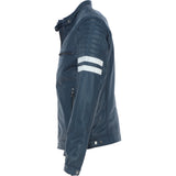 Men's Real Leather Biker Jacket With Stitch Detailings Navy: AWM-NOVA2