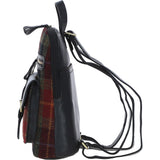 Exquisite Ashwood Leather & Harris Tweed® Cloth Backpack Black/Green/Red: TW-25-07-BR