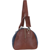 Ashwood Leather & Harris Tweed® Cloth Large Holdall Tan/Navy: TW-47-11-TN
