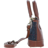 Ashwood Leather & Harris Tweed® Cloth Small Grab Bag Tan/Navy: TW-63-11-TN