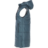 Ashwood Leather Long Gilet with Detachable Hood Grey: Gillet Long