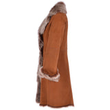 3/4 Length Toscana Suede Leather Coat Tan: KB 466