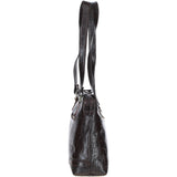Velutto Eleganza' Zip Mid Section Real Leather Shoulder Bag Brown/croc: 52234
