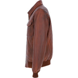 Men's Real Leather Bomber Jacket with Brando Collar Tan: AWM-Pointer