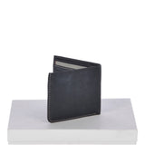 Cow Waxy Leather Classic 8 Card Bill-Fold Wallet Black : 1551