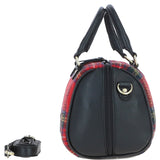 Ashwood Leather & Harris Tweed® Cloth Medium Barrel Bag Black/Red: TW-62-14-BR
