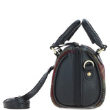 Ashwood Leather & Harris Tweed® Cloth Small Barrel Bag Black/Green/Red: TW-61-07-BR