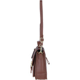 Ashwood Leather & Harris Tweed® Cloth Large Satchel Bag with Twist Lock Tan/Navy: TW-35-11-TN