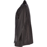 Womens Single Breasted Leather Coat Black/app: BIRMINGHAM