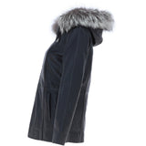 Ashwood Leather Hooded Jacket with Fur Trim Black: J-1948 F