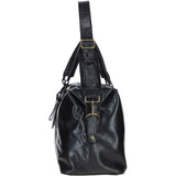 Large Leather Weekend Holdall Black: TL-009