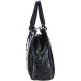Three Section A4 Croc Print Leather Work Bag Black: A4 Work Bag
