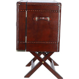 Luxury Genuine Leather Bar Cabinet Chestnut: LF-153
