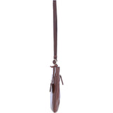 Exquisite Genuine Leather Crossbody Flat Bag with Golden Accents 2 Tone Tan: 64255