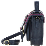 Ashwood Leather & Harris Tweed® Cloth Mini Satchel Bag with Twist Lock Navy/Pink: TW-32-06-NP