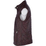 Diamond Quilted Leather Gilet Burgundy: RIGDEN GILLET