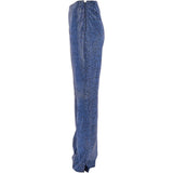 Women's Flared 60's Snake Print Leather Jeans Blue: 4053