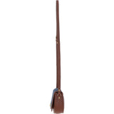 Ashwood Leather & Harris Tweed® Cloth Saddle Crossbody Bag with Twist Lock Tan/Navy: TW-30-011-TN