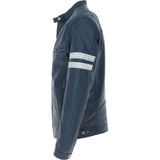Ashwood Leather Biker Jacket with Bold Contrasting Stripe Navy: AWM-NOVA