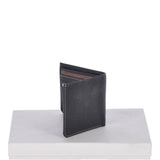 Cow Waxy Leather Classic 3 Card Bill-Fold and Coin Wallet Black : 1552