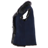 Reversible Toscana Suede Leather Gilet Navy/snowtip: KB-42