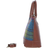 Ashwood Leather & Harris Tweed® Cloth Large Grab Bag  Tan/Purple: TW-64-13-TP