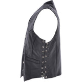 Men's Leather  Laced Waistcoat Black: W/COAT LACE PLAIN
