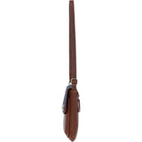 Ashwood Leather & Harris Tweed® Cloth Twist Lock Crossbody Bag Tan/Navy: TW-31-011-TN