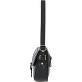 Elegant Ashwood Leather & Harris Tweed® Cloth Crossbody Bag Black/White: TW-27-012-BW