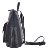 Vegetable Tanned Medium Leather Backpack Navy :  V-28