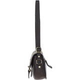 Ashwood Leather & Harris Tweed® Cloth Saddle Bag Brown/Green: TW-26-09-BG