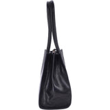 Vegetable Tanned Leather Two Section With Mid Purse Bag Navy : V-26