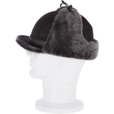 Leather Hunting Trapper Hat With Sheepskin Fur Brown Brissa: 018S